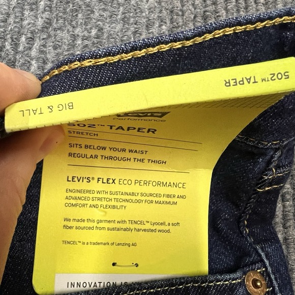 Levi's 502 Men's Taper Jeans 46x36 Big And Tall Stretch Medium Wash Pants New - Picture 7 of 11
